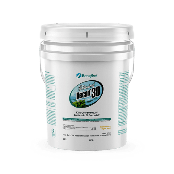 Benefect Botanical Decon 30 Disinfectant Cleaner, Light Lemon and Thyme Scent, 5 Gallon Single