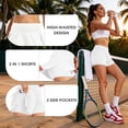 thumbnail image 3 of Cadmus 2 in 1 Women's Spandex Athletic Shorts Gym Yoga Shorts Pockets ,3 Pack,Black & Dark Grey & White,S, 3 of 9