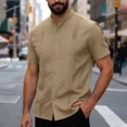 thumbnail image 2 of Men’s Short Sleeve Cotton Linen Shirt Summer Beach Casual Top, 2 of 9