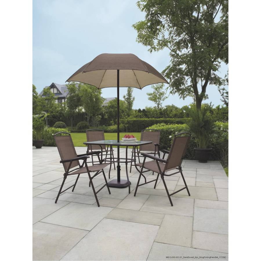 Best Choice Products 6pc Outdoor Folding Patio Dining Set W Table for 4 Chair Patio Set With Umbrella