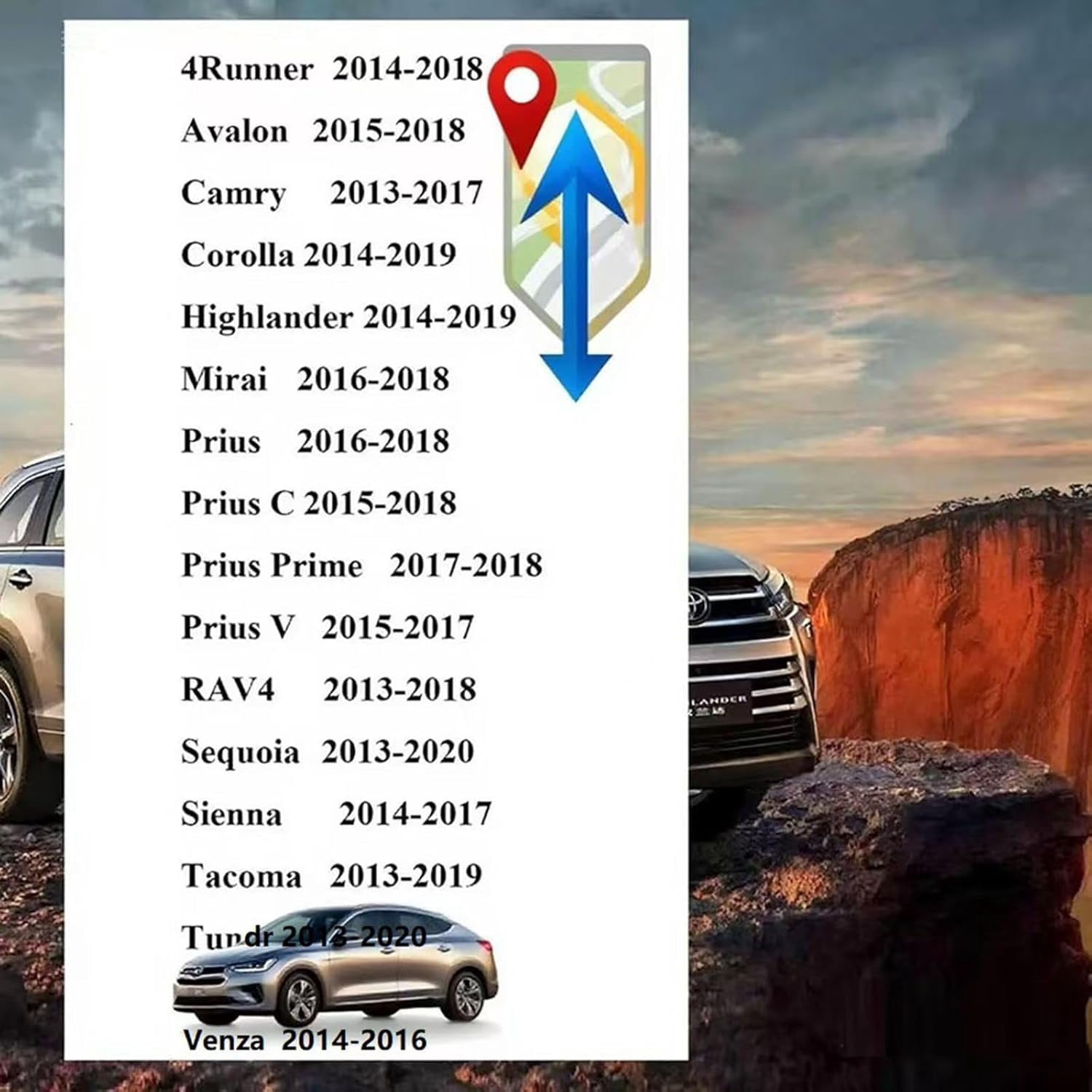 Navigation Memory Card Version 86271 0E077 Compatible with Toyota 4Runner Avalon Camry Corolla Highlander Mirai Prius Sequoia Sienna Tacoma Tundra Venza Rav4 Sync USA/Canada Maps