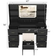 thumbnail image 5 of 47" Large Vanity Desk with Lighted Mirror & Charging Station, Black Makeup Vanity with 7 Drawers & 6 Shelves, Vanity Set with Cushioned Stool, 5 of 8