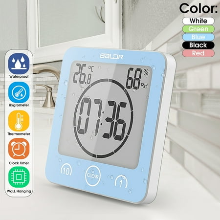 Waterproof Digital LCD Shower Clock Strong Bath Suction Wall Humidity Temperature Bathroom Countdown Alarm Timer