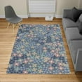 thumbnail image 1 of Flower Turkish Area Rug, Lilac Flowers Blossoms in Spring Romantic Meadow Happy Fun Countryside Print, Soft Carpet for Living Room Decor with Distressed Look, 2.6' x 5', Purpleblue, by Ambesonne, 1 of 4
