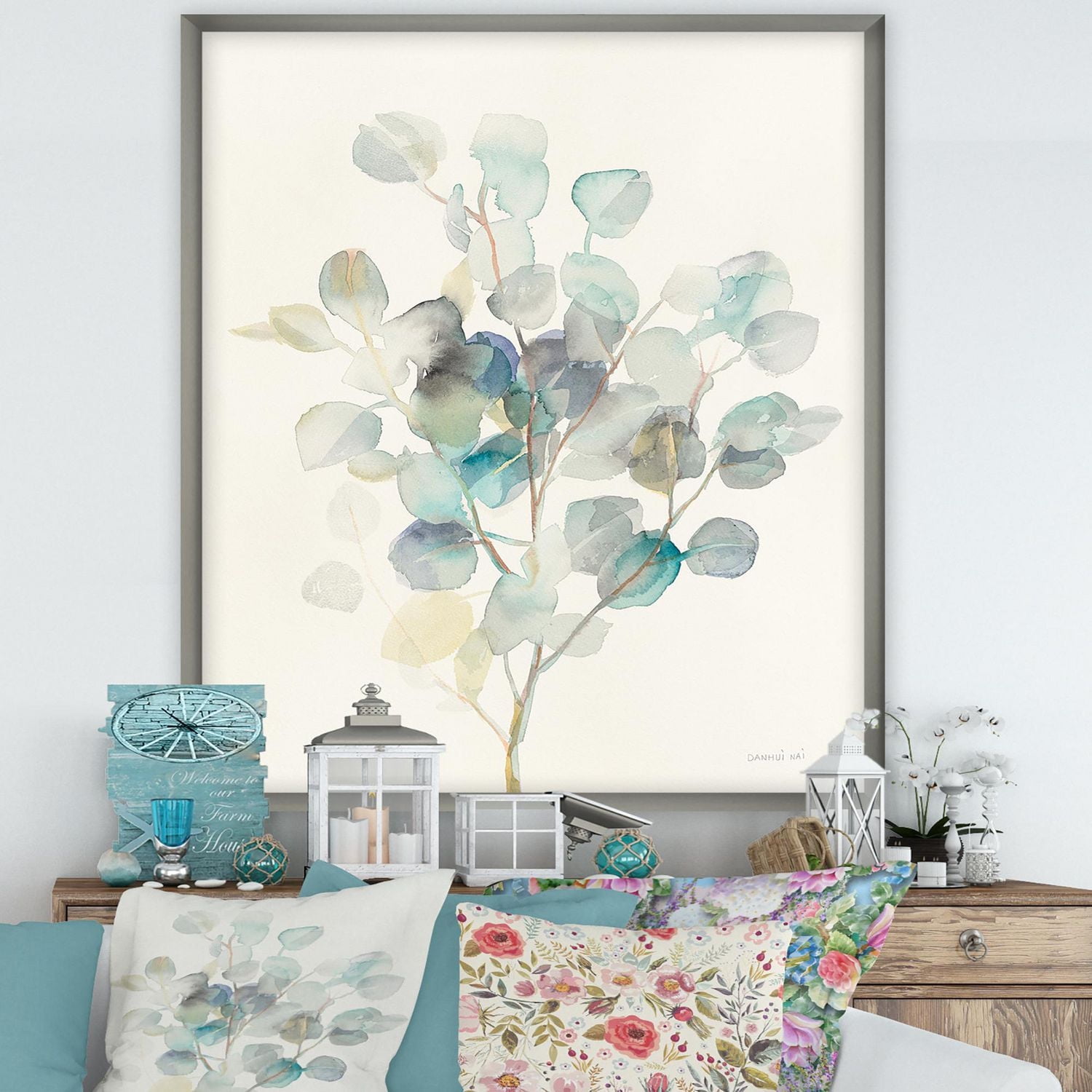 Designart Eucalyptus leaves I Framed Wall Art