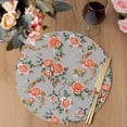 thumbnail image 3 of Red Rose Round 15 Inch Placemats Set of 4, Farmhouse Romantic Botanical Floral Vines HeatResistant Non Slip Place Mats for Dining Table, Wipeable Braided Kitchen Table Mats for Housewarming, 3 of 9