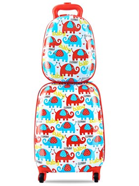 Gymax 2PC Kids Luggage Set 12'' Backpack & 16'' Rolling Carry-on Suitcase for School Travel ABS