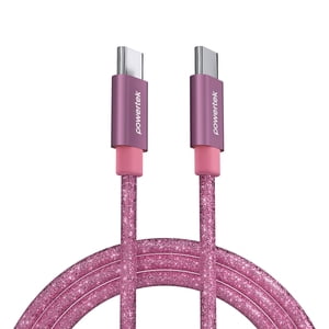 Liquipel USB-C to USB-C Cable, 6Ft, Pink Glitter
