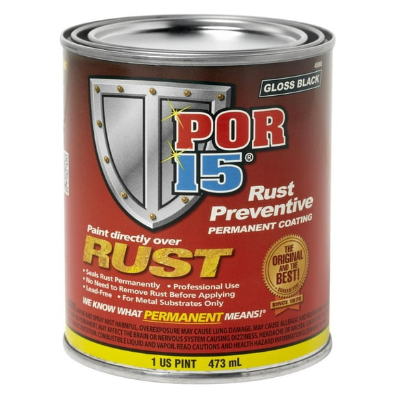Por 15 Rust Treatment 45008 16 Ounce Can; Brush-Top; Single; Gloss Black