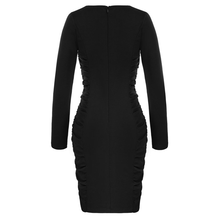 GK Hips-Wrapped Dress for Women Square Neck Ruched Bodycon Long Sleeves  Sexy Club Mini Dress - Walmart.com