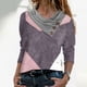 thumbnail image 2 of Mujeres Casual Cross Skew Collar Botones Geometría Impreso Blusa de manga larga Camiseta Tops Fridja  hkj3141, 2 of 5