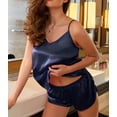 thumbnail image 2 of Oudiya 2 Piece Silk Pjs for Women Satin Pajamas Set Lingerie Camisole Pajamas Cami Shorts Set Nightwear, S-XXL, 2 of 5