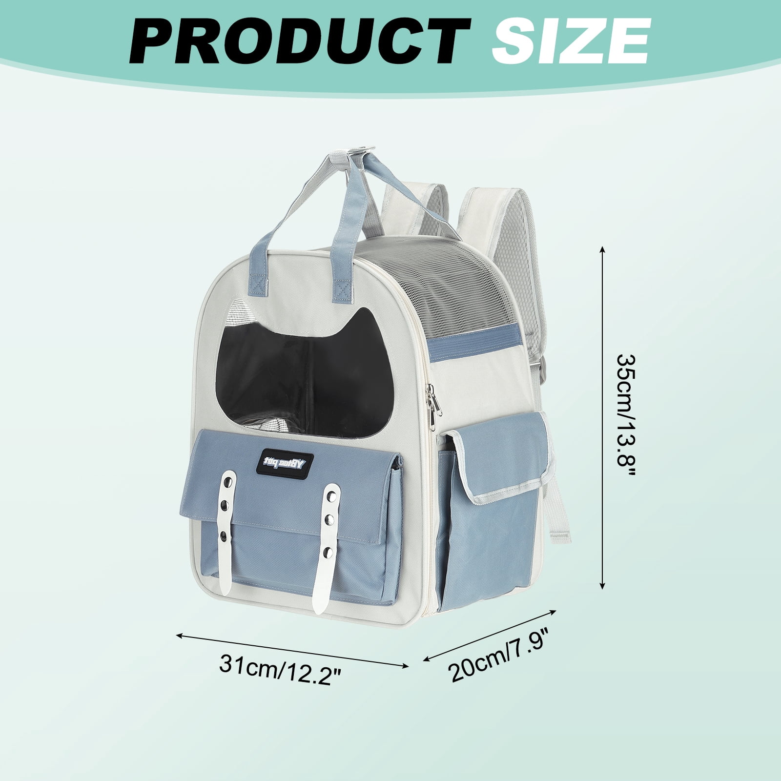 Cat Backpack Carrier, Breathable Pet Hiking Backpack Travel Bag for Cats or Small Dogs Blue