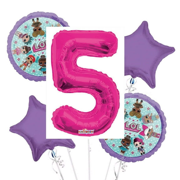 DalvayDelights LOL Suprise Balloon Bouquet 5th Birthday 5 pcs - Party Supplies