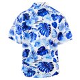 thumbnail image 3 of Camisas De Para Hombre Camisas hawaianas para hombres Camisas florales de manga corta de ajuste regular para hombres (Blue, XL), 3 of 6