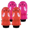 thumbnail image 2 of Fulijie 2Pairs Children Baby Boys Girls Cartoon Winter Warm Water-proof Outdoors Skiing Gloves Kids Full Finger Mittens Gloves, 2 of 2
