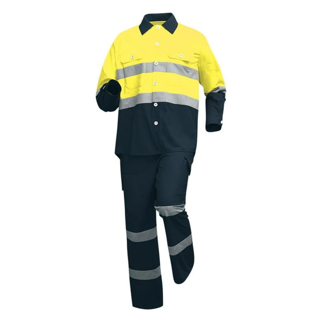 Mustard Yellow Man Color Block Tops Pants Coat Sets for Man Work Cargo Match Casual Uniform Straight Leg Basic Patchwork Fall Winter Pants Sets Zip Up 2025 3XL