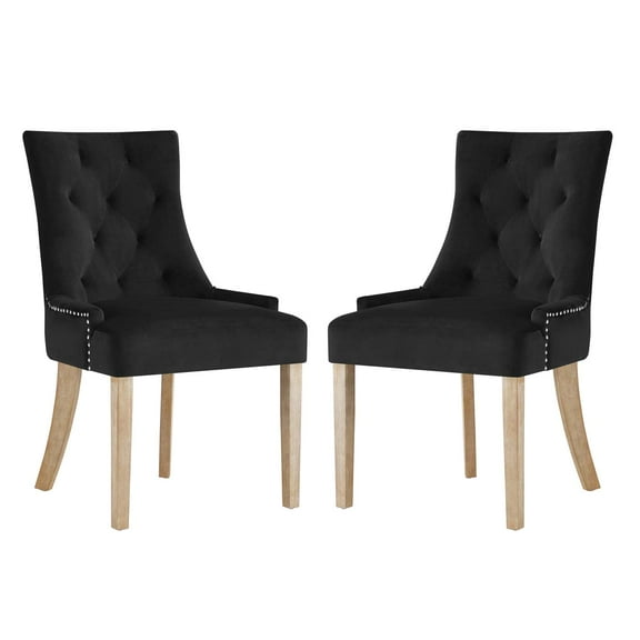 Modern Contemporary Urban Design Dining Kitchen Room Side Chair, Set of Two, Velvet Fabric Wood, Black