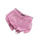 thumbnail image 3 of Pantalones cortos informales de cintura baja para mujer, pantalones cortos de verano con dobladillo desgastado, Color puro, línea A, 3 of 8