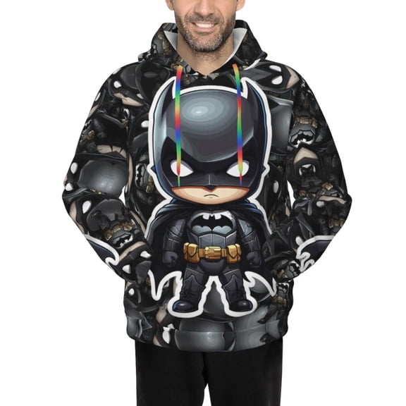 Batman Men's Hoodie Novelty Pattern Adult Hooded Sweatshirts Casual Unisex Pullover for Women Youth