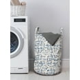 thumbnail image 3 of Ethnic Laundry Bag, Watercolor Style Hand Drawn Grid Pattern Hippie Folk Batik Design, Hamper Basket with Handles Drawstring Closure for Laundromats, 13" x 19", Navy Blue and Beige, by Ambesonne, 3 of 4