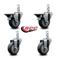 thumbnail image 2 of 3.5 Inch Thermoplastic Rubber Swivel 7/8 Inch Square Stem Caster Set 2 Brake SCC, 2 of 2