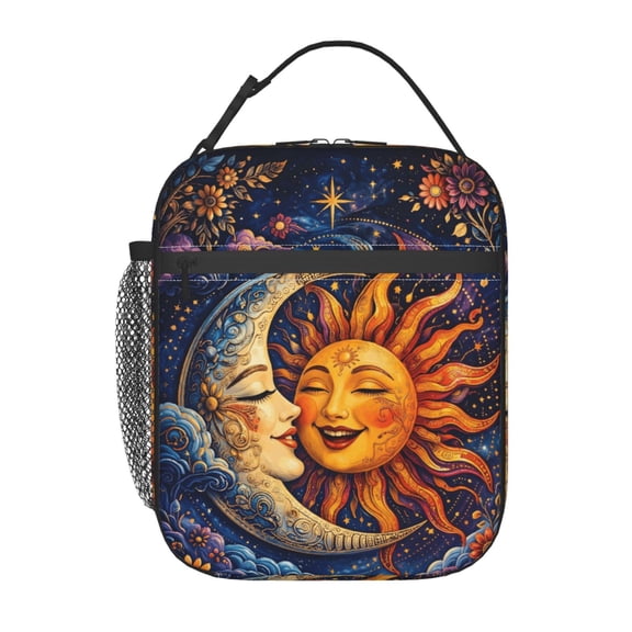Sun Moon Lunch Bag Reusable Thermal Lunch Tote with Handle for Women and Men