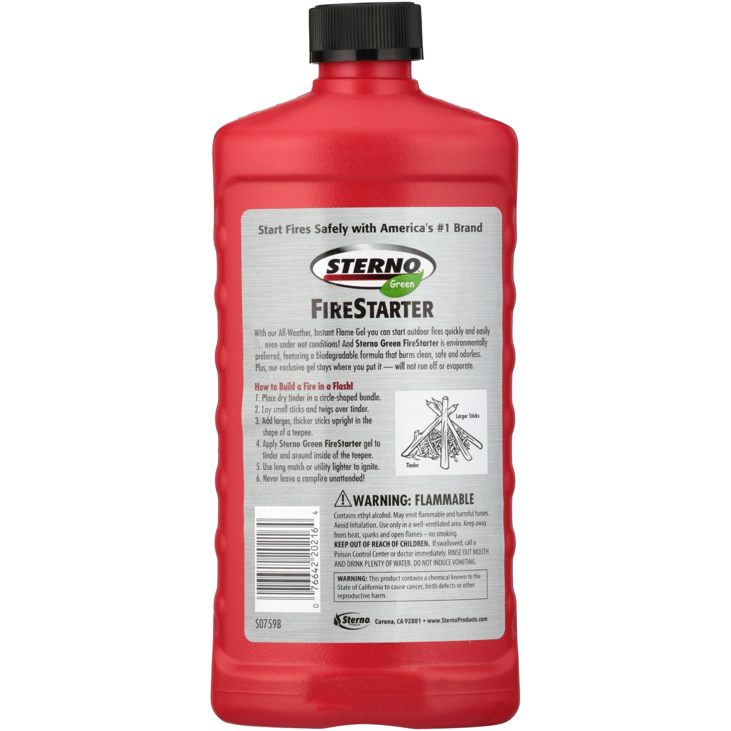sterno green firestarter instant flame gel 1 lb bottle walmart com