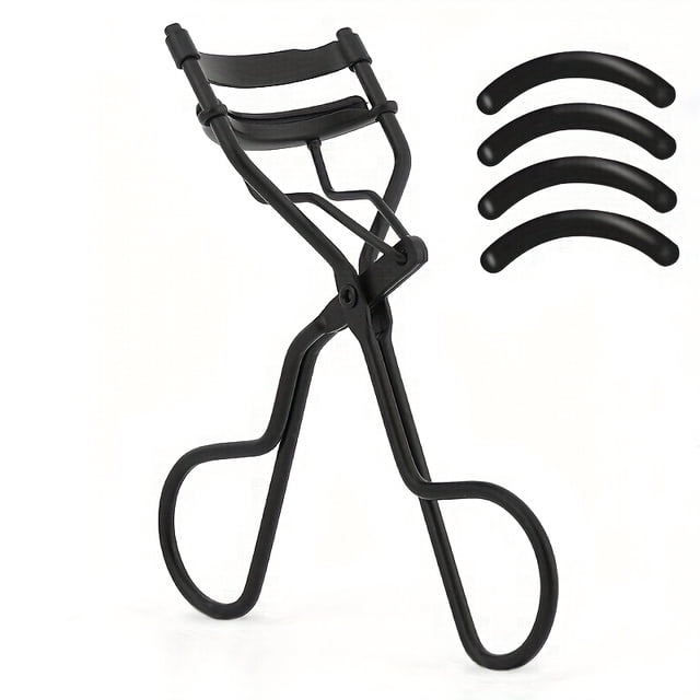 Portable Stainless Steel Professional Eyelash Curler Kit with 4 Replacement Rubber Strips
