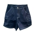 thumbnail image 4 of Womens Shorts High Waist Slim Fit Ed Cargo Summer Comfort Baggy Dressy Casual Womens Jorts with Pockets S-XL, 4 of 4