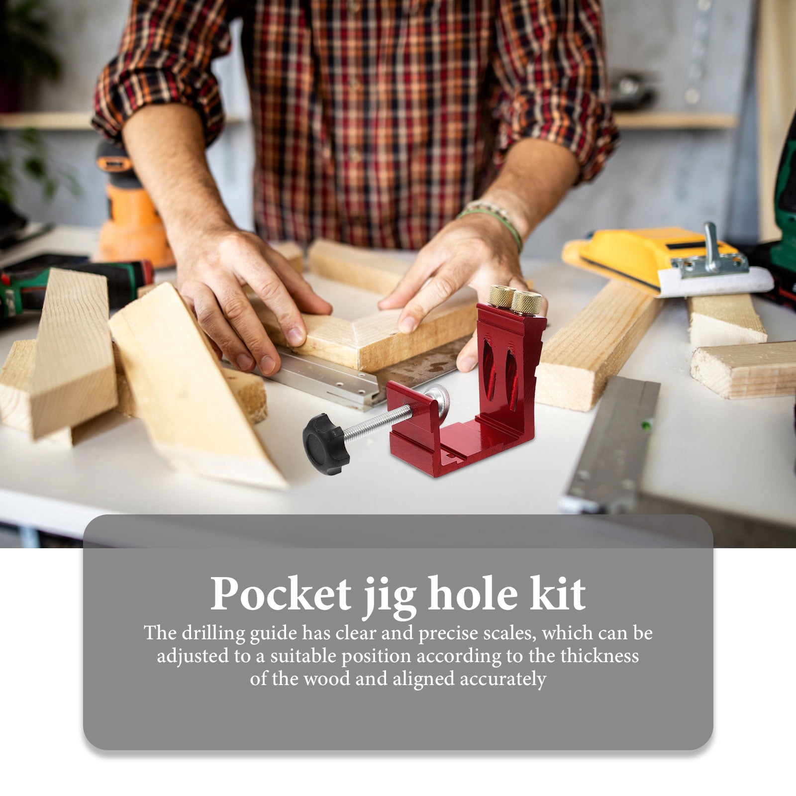 GOOHOCHY 3 Sets Drill Jig Pocket Hole Jig Slanted Hole Opener 9X9CM Red