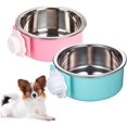 thumbnail image 2 of Cajón para perro; extraíble de acero inoxidable colgante para mascotas jaula tazón comida y agua alimentador Coop taza para gato; cachorro; pájaros; ratas; conejillos de indias, 2 of 8