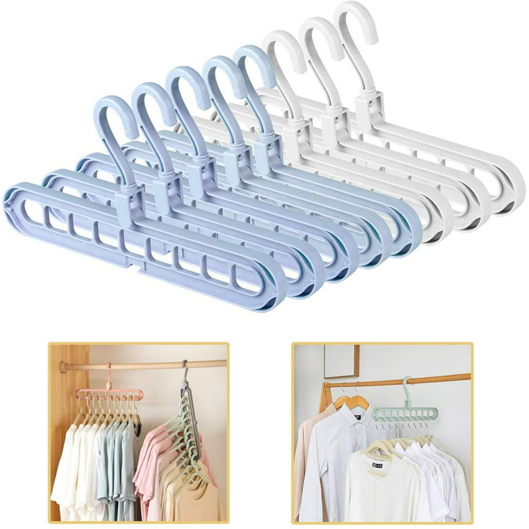 FIFATA Space Saving Cascading Clothes Hangers, 4 Pack, Polypropylene, Heavy  Duty, White, Pink, Light Gray, Green