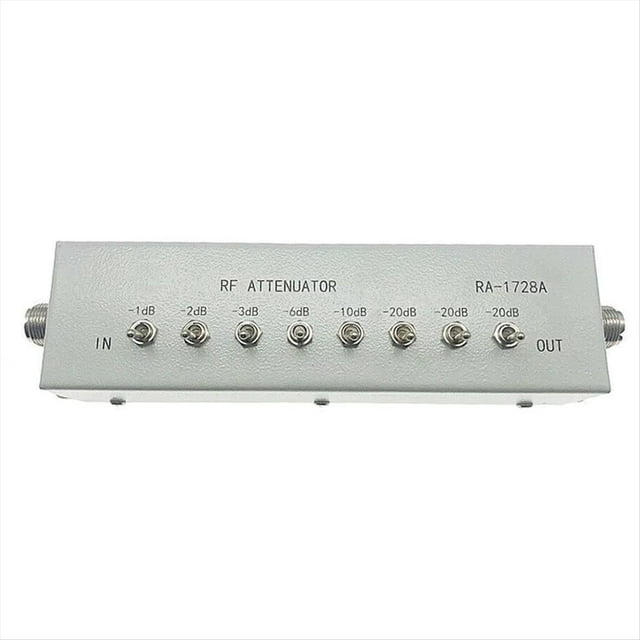 Atenuador de Alta Frecuencia RA-1728A de 0 A 82 DB, Variable/Escalonado, 50 Ohmios, para Transmisores de Radioaficionados.