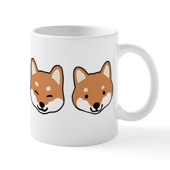 CafePress - Shiba Inu Faces Mug - 11 oz Ceramic Mug - Novelty Coffee Tea Cup