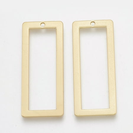 5pc Smooth Surface Alloy Open Back Bezel Pendants For DIY UV Resin Epoxy Resin Pressed Flower Jewelry Rectangle Matte Gold Color 37x15x1.5mm Hole: 1mm