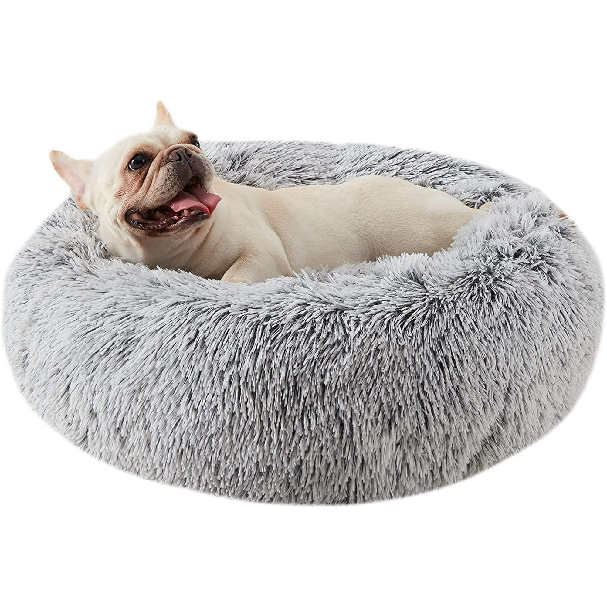 Iguohao Western Home Faux Fur Dog Bed Cat Bed Original Calming Dog Bed For Small Medium Large Pets Anti Anxiety Donut Cuddler Round Warm Washable