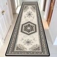 thumbnail image 6 of Blue Brown Medallion Hallway Runner Rug, Traditional Oriental Long Floor Mat, Non-Slip Washable Vintage Ornate Rug for Entryway Kitchen, 6 of 9