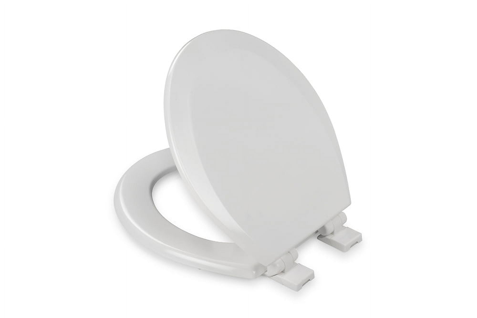 Croydex Clavey Round Wooden Toilet Seat, Stick Tight, Soft Close, Quick Release