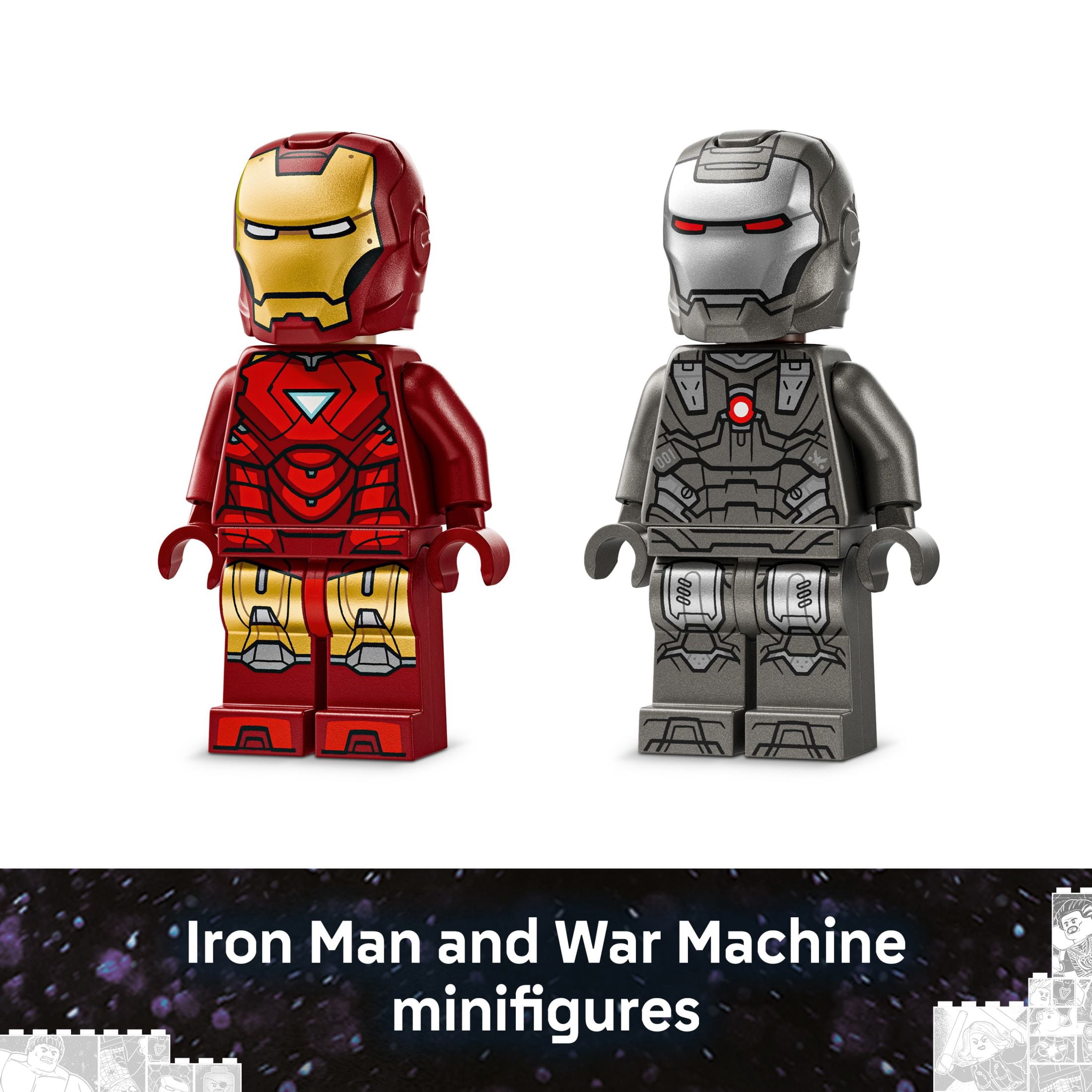 LEGO Marvel Iron Man & War Machine vs. Hammer Drones Building Toy - Pretend Play Set W/ 2 Toy Minifigures - Kids Building Blocks for Boys & Girls, Ages 7+ - Gift Idea for Birthdays - 76320