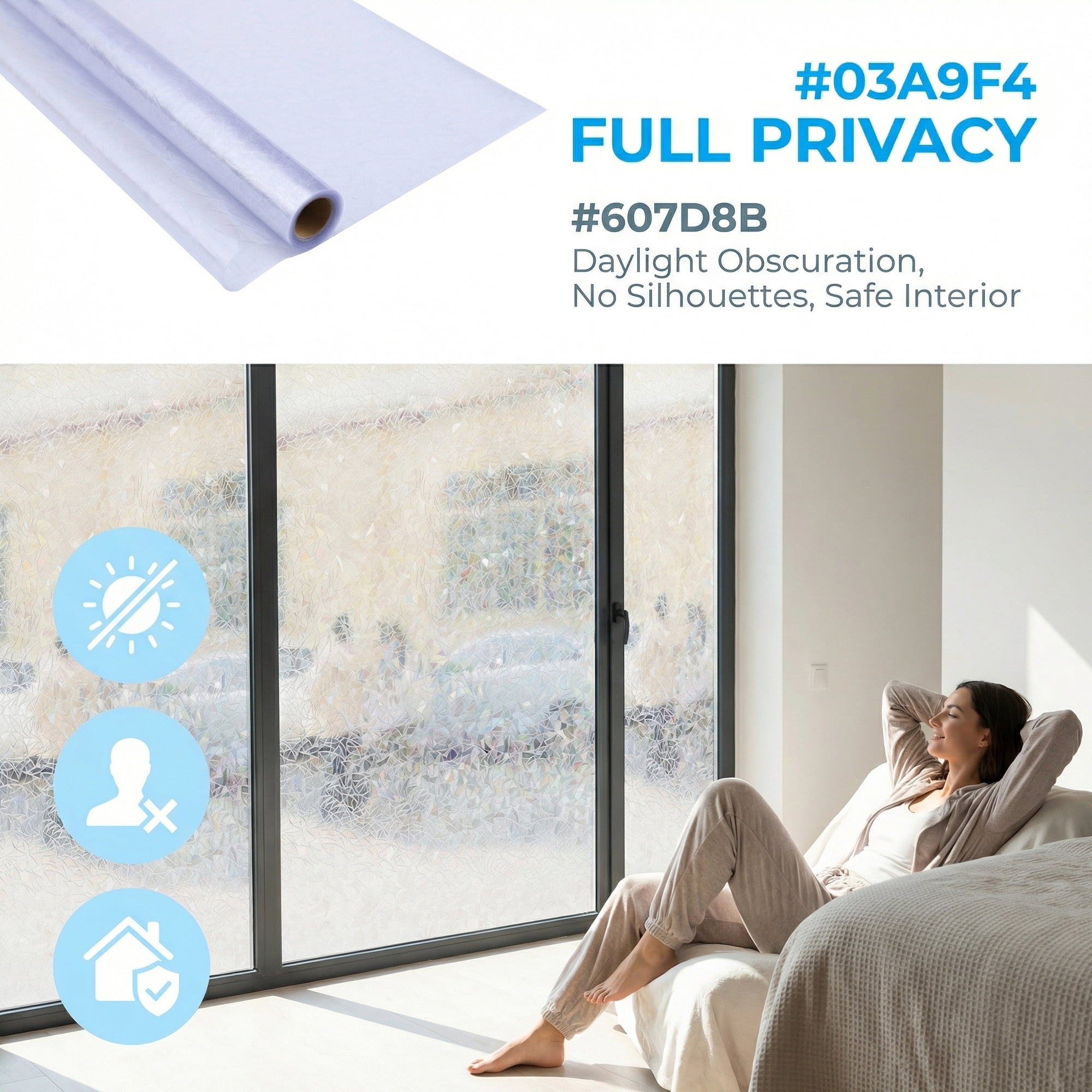 Unique Bargains Static Cling Frosted Window Privacy Film Multicolor 39.4" x 23.6"