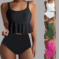 thumbnail image 1 of QIUOMBBP Women's Peplum Tankini Swimsuit Plus Size Two Piece Ruffle Tank Top with High Waisted Bottom Full Coverage Bathing Suits for Beach Vacation Army Green XXXL, 1 of 7