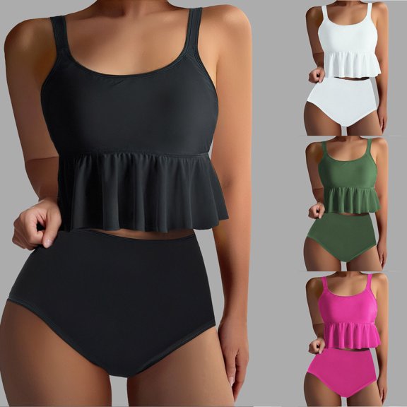 TAGOLD Womens Bikinis Set Solid Color Backless TwoPiece Swimsuit With Top And Briefs For Summer Beach Wear