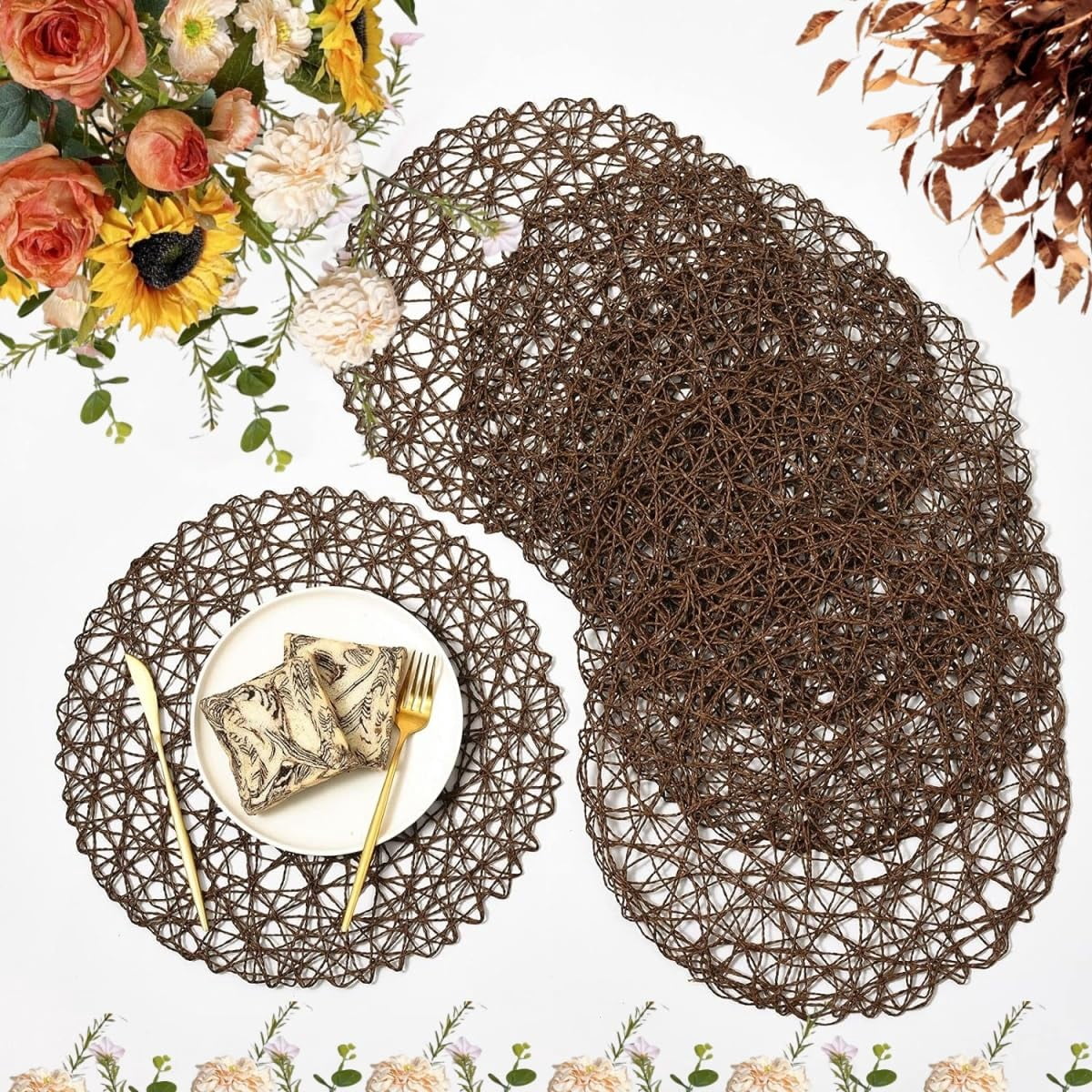 Clearance! Aminojy Decorative Table Mats - 6 Pack Fine Paper Rope Placemats - Ideal for Restaurant Tables and Kindergarten DIY