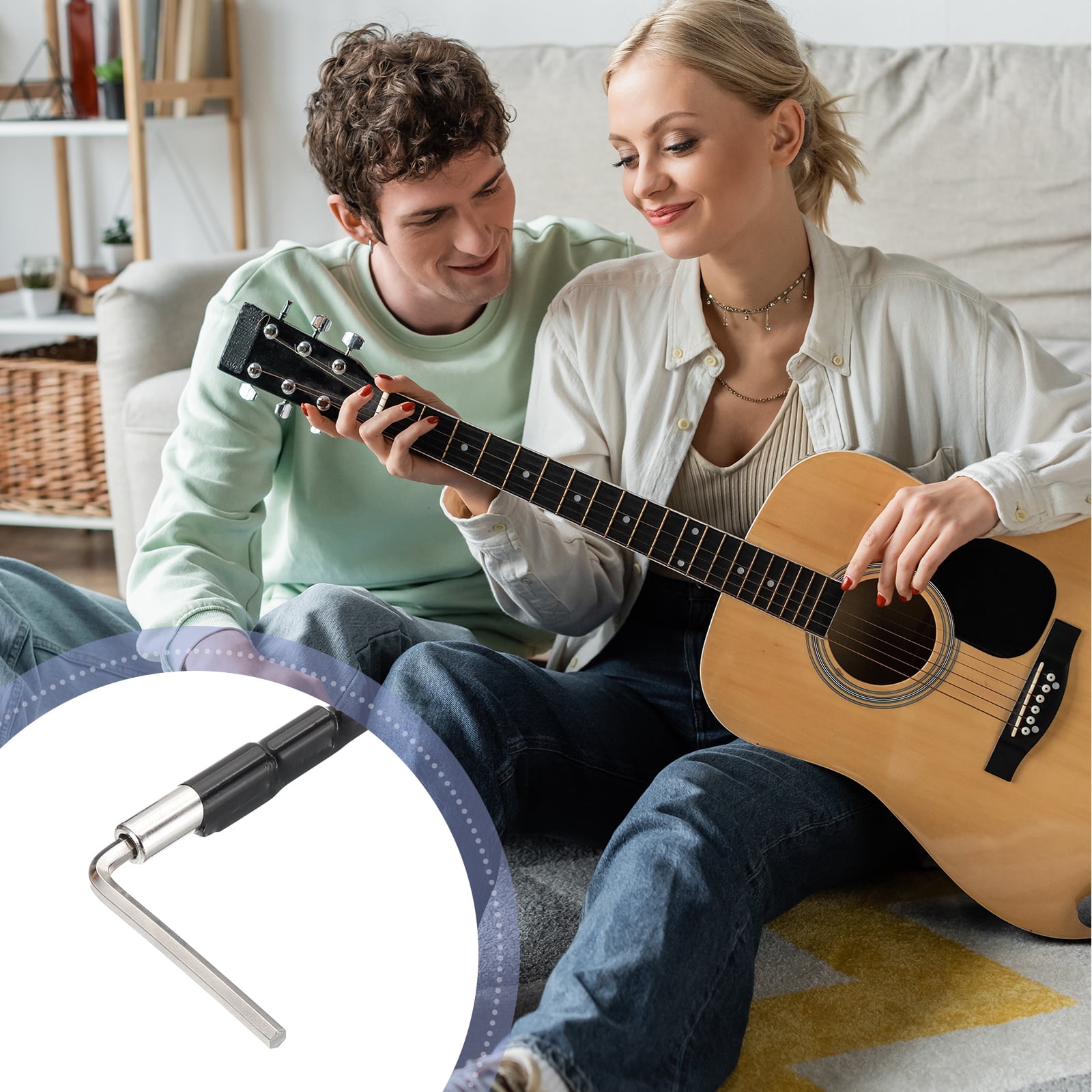 Uxcell 4 Pack Guitar Two Way Rod, 580mm Low-Profile Guitar Rod with 4mm L-Wrench, Luthier Tools for Electric Acoustic Bass Guitars Neck Repair Adjustment, Black