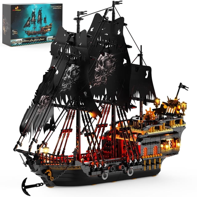 Juguete de construcción JM Bricklayer Pirate Ship con luces 1713 piezas 14+