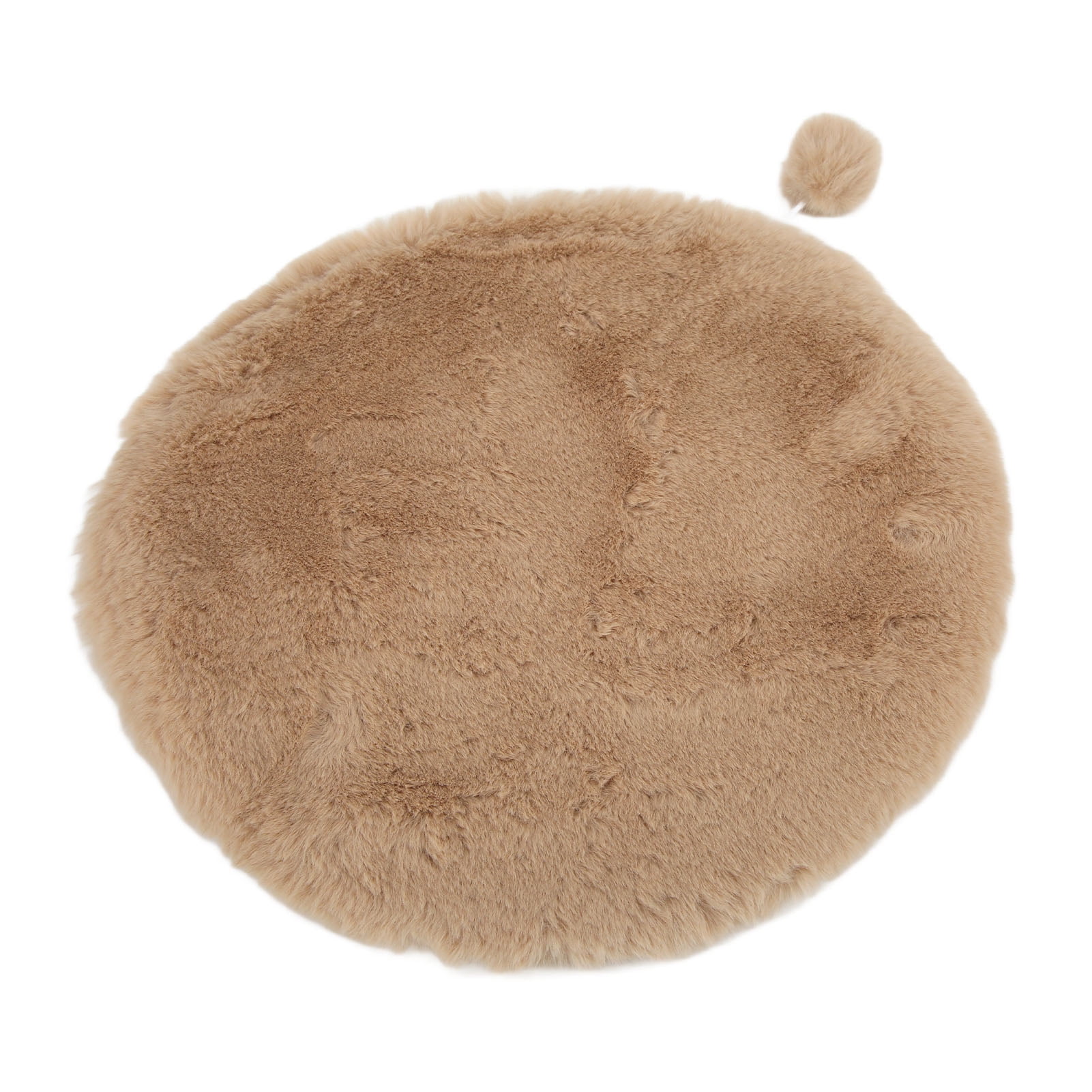 YAHHU Round Faux Rabbit Fur Pet Sleeping Mat Warm Comfy Foldable Cat Dog Bed with Small Ball for Indoor Outdoor Use L Size 17.7 inches / 45 cm Diameter Milk Tea Gray