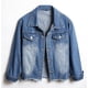 thumbnail image 1 of VISgogo - Chaqueta de mezclilla lavada para mujer, manga larga, con botones, suelta, para novio VISgogo moda, 1 of 9