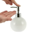 thumbnail image 3 of Unique Bargains 1 Pc Simple Round Soap Pump Dispenser for Bathroom Hotel 300ml White Silver Tone, 3 of 6