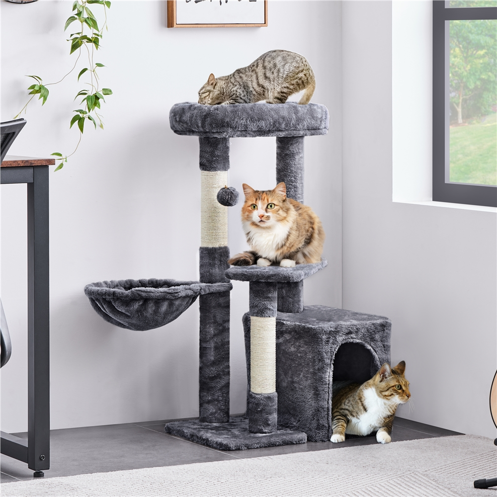 Alden Design 34.5" Cat Tree with Condo and Perches, Dark Gray photo 2